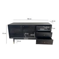 Sideboard FineBuy Anrichte 160 cm Massivholz Schwarz Kommode Türen Schubladen – Ansicht 3