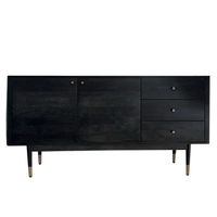 Sideboard FineBuy Anrichte 160 cm Massivholz Schwarz Kommode Türen Schubladen – Ansicht 6
