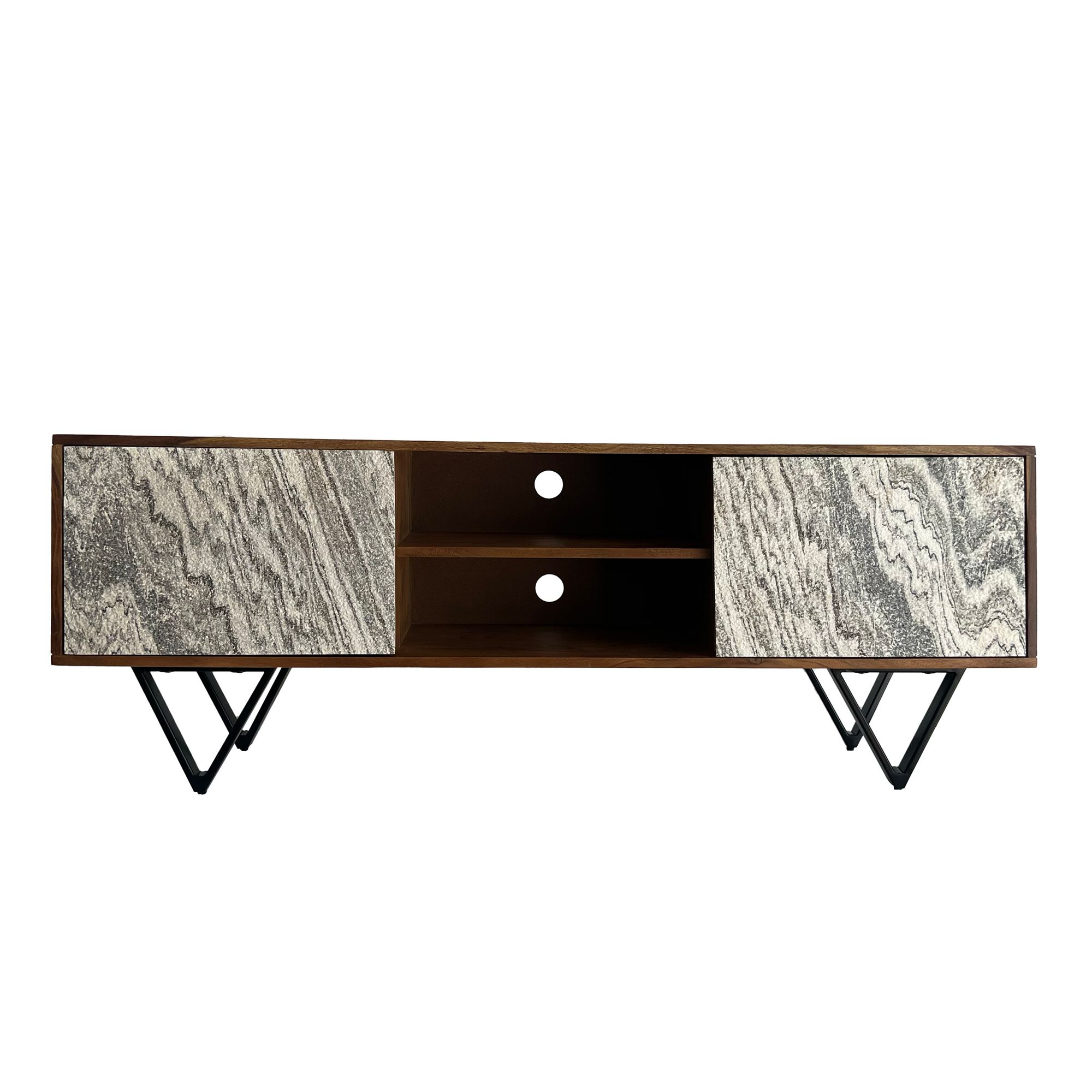 TV Schrank FineBuy Lowboard 150 cm Holz Massiv Fernsehkommode Fernsehschrank – Ansicht 6