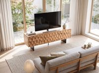 TV Schrank FineBuy Lowboard 160 cm Holz Massiv Fernsehkommode Fernsehschrank – Ansicht 5