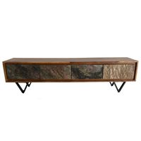 Lowboard FineBuy Sheesham Massivholz 160 cm TV Board Stein Optik Industrial – Ansicht 6