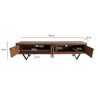 Lowboard FineBuy Sheesham Massivholz 160 cm TV Board Stein Optik Industrial – Ansicht 3