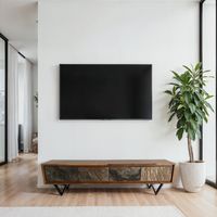 Lowboard FineBuy Sheesham Massivholz 160 cm TV Board Stein Optik Industrial – Ansicht 4