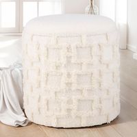 Hocker FineBuy Sitzhocker mit Stauraum Stoff Creme Ottoman Rund 40 cm Modern – Ansicht 2