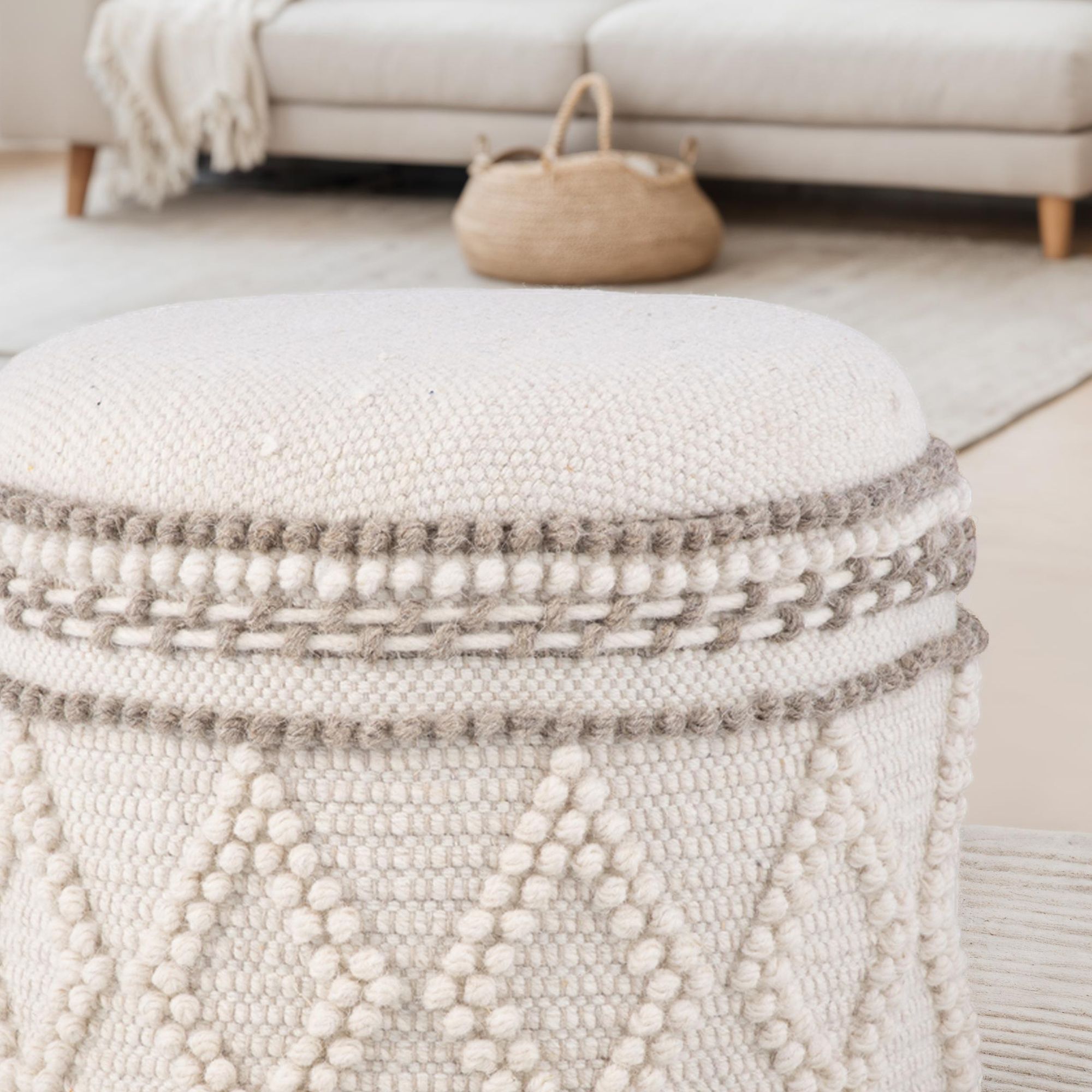 Sitzhocker FineBuy Hocker Stauraum 40x45 cm Boho Design gepolstert Aufbewahrung – Ansicht 5