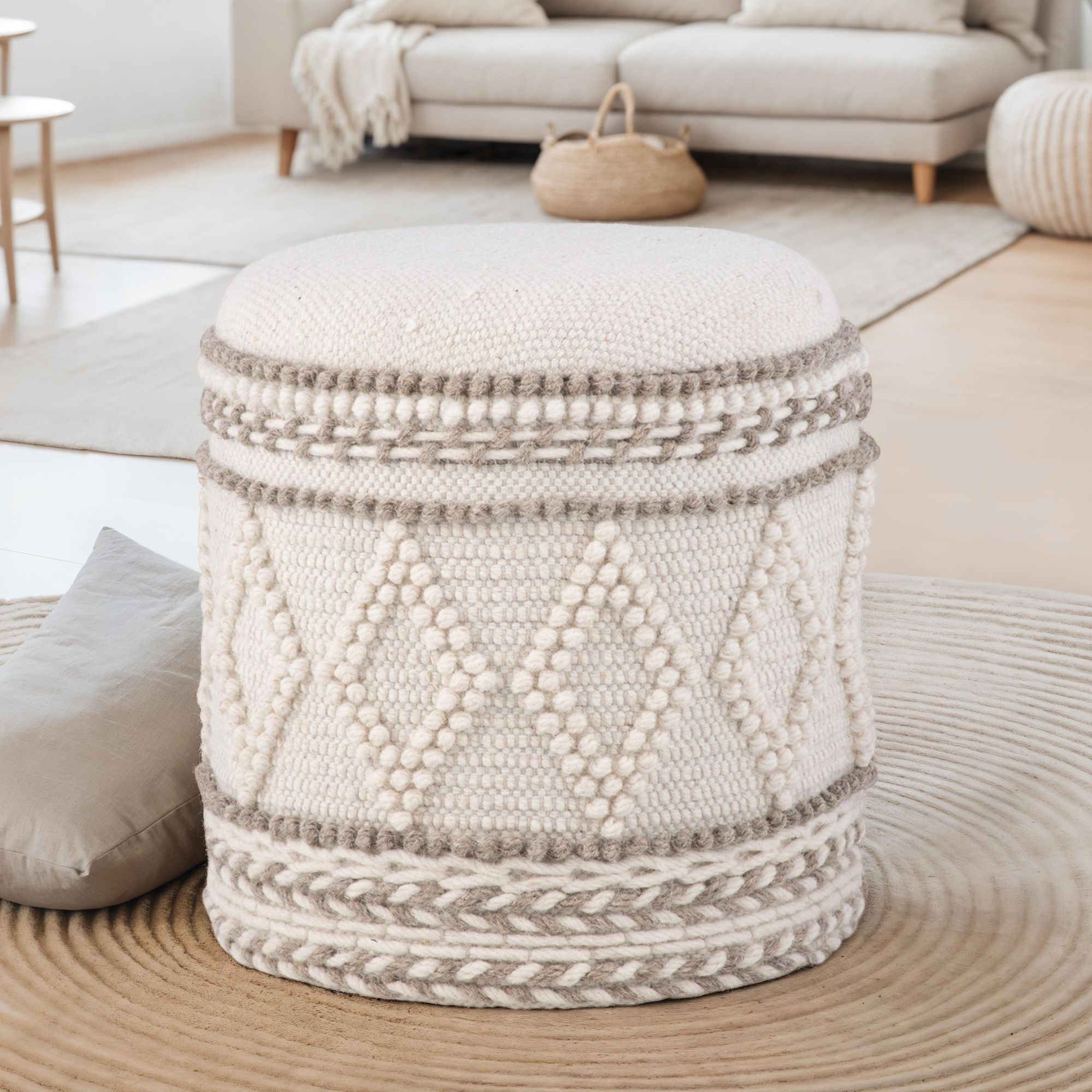 Sitzhocker FineBuy Hocker Stauraum 40x45 cm Boho Design gepolstert Aufbewahrung – Ansicht 2