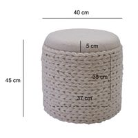 Sitzhocker FineBuy Hocker mit Stauraum Wolle rund 40x40x45 cm Creme Weiß Boho – Ansicht 3