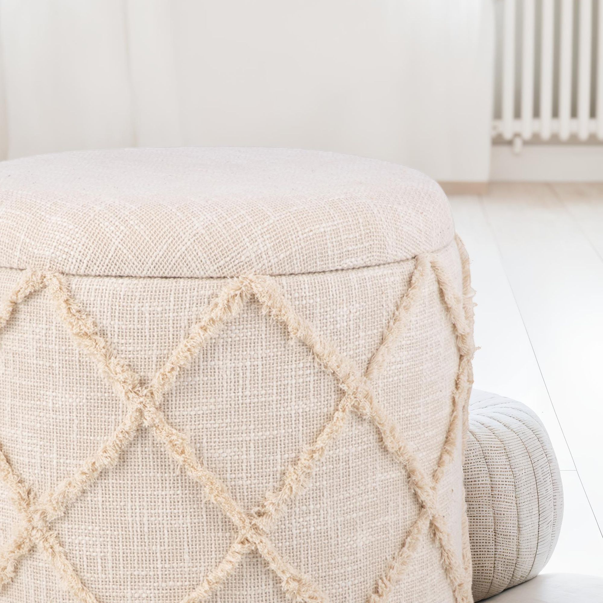 Sitzhocker FineBuy Hocker mit Stauraum rund 40 cm Baumwolle Boho Polsterhocker – Ansicht 5