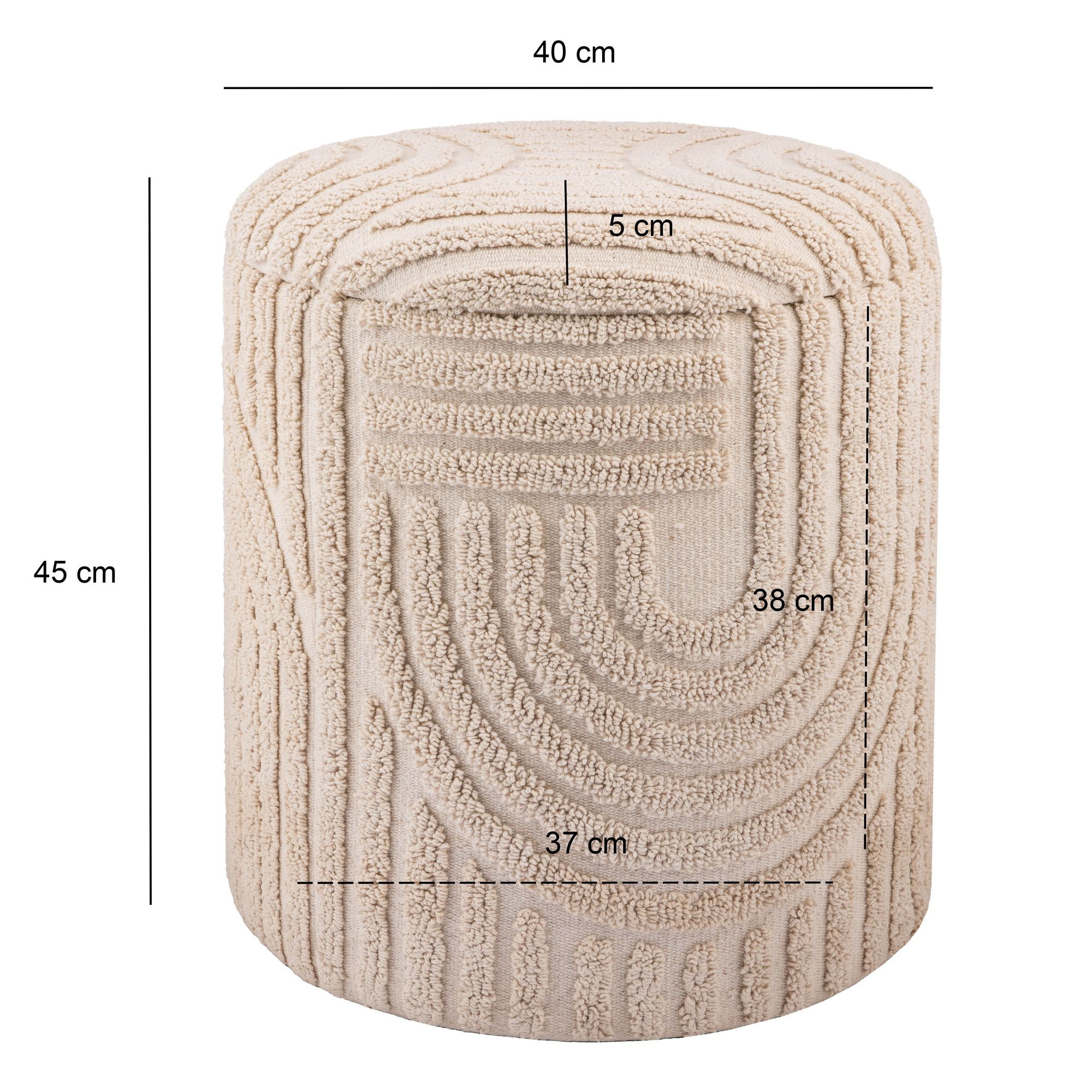 Dekohocker FineBuy Sitzhocker mit Stauraum Baumwolle rund 40x45 cm Beige Boho – Ansicht 3