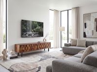 Lowboard FineBuy TV Board Sheesham Massivholz 160 cm 3D Fronten & Metallbeine – Ansicht 5