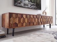 Lowboard FineBuy TV Board Sheesham Massivholz 160 cm 3D Fronten & Metallbeine – Ansicht 7