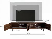 Lowboard FineBuy TV Board Sheesham Massivholz 160 cm 3D Fronten & Metallbeine – Ansicht 3