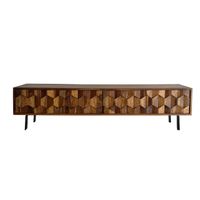 Lowboard FineBuy TV Board Sheesham Massivholz 160 cm 3D Fronten & Metallbeine – Ansicht 6