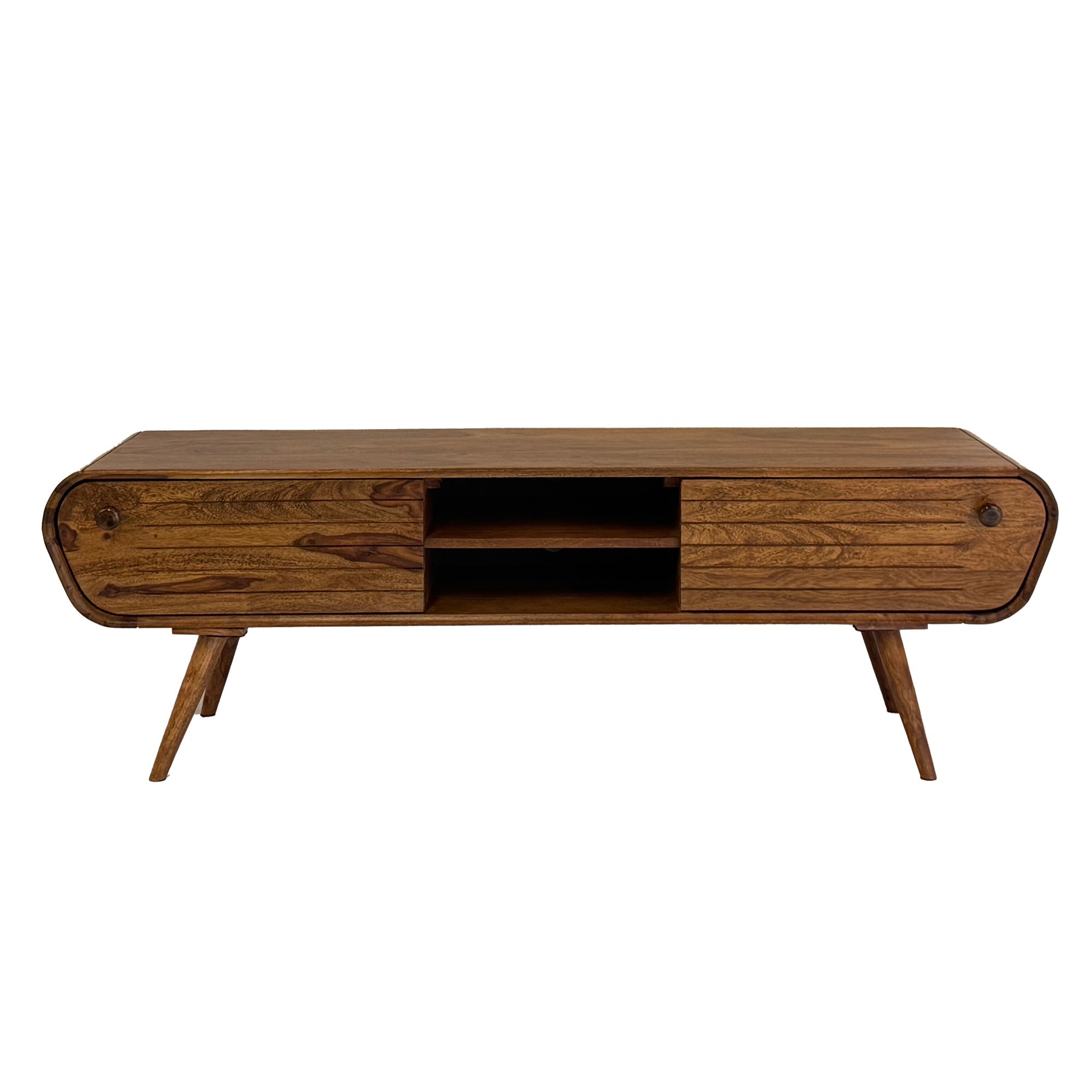 Lowboard FineBuy TV Board Sheesham Massivholz 160 cm Retro Schubladen Fächer – Ansicht 6