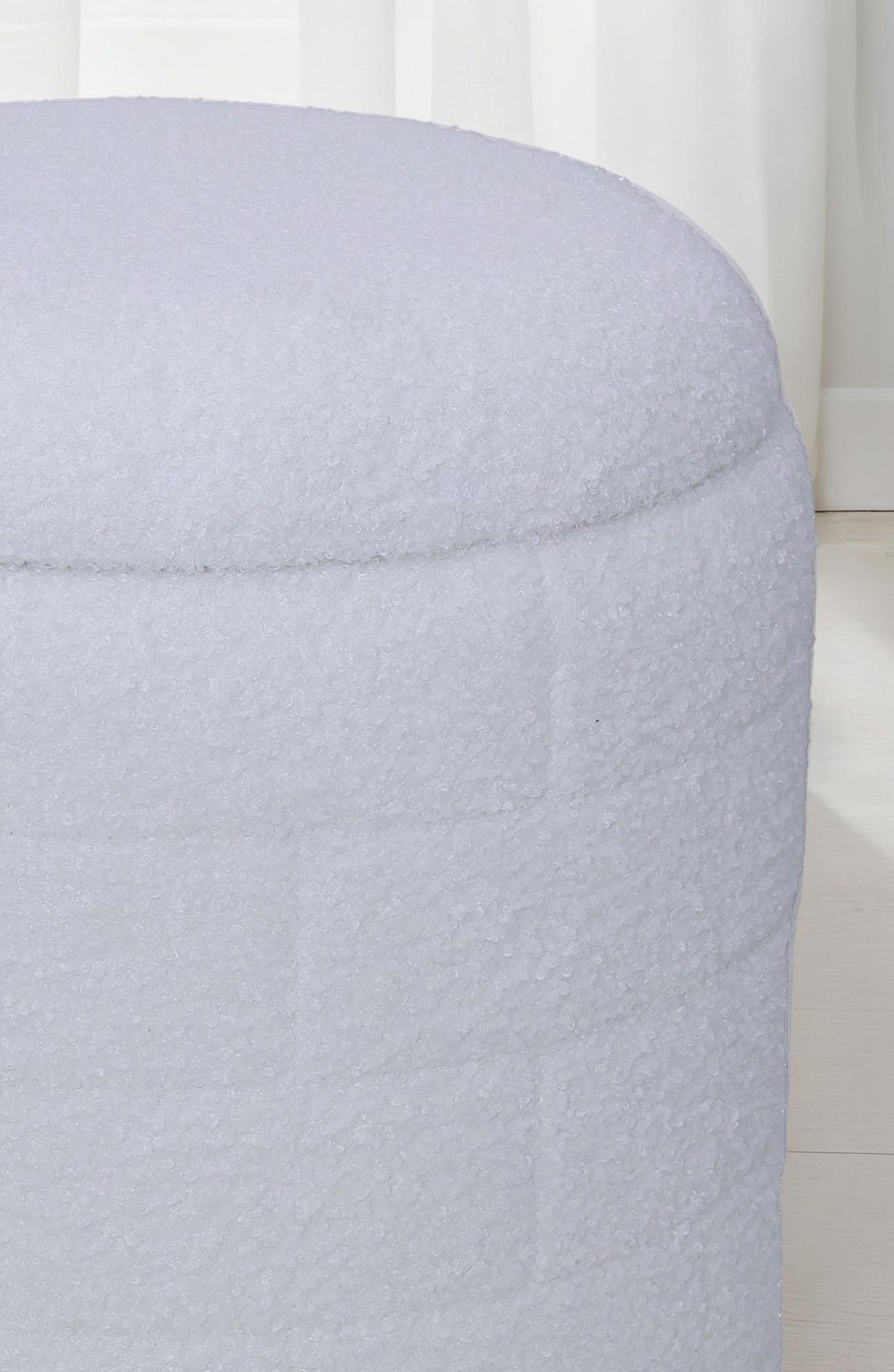Sitzhocker FineBuy Stoffhocker mit Stauraum 40 cm Weiß rund abnehmbarer Deckel – Ansicht 5