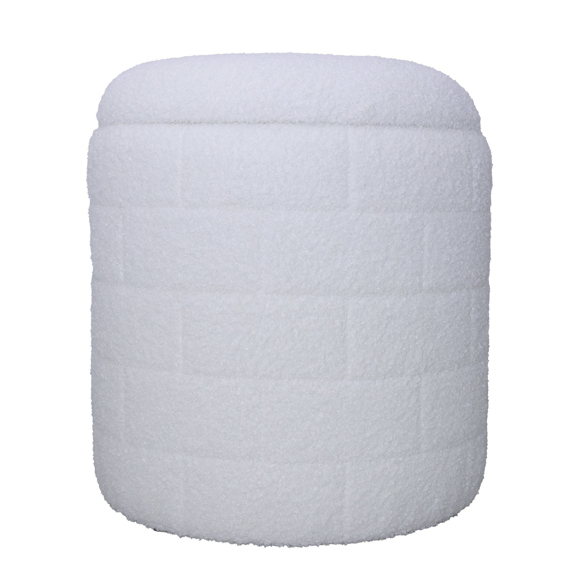 Sitzhocker FineBuy Stoffhocker mit Stauraum 40 cm Weiß rund abnehmbarer Deckel – Ansicht 6