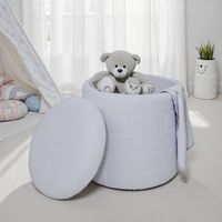 Sitzhocker FineBuy Stoffhocker mit Stauraum 40 cm Weiß rund abnehmbarer Deckel – Ansicht 1