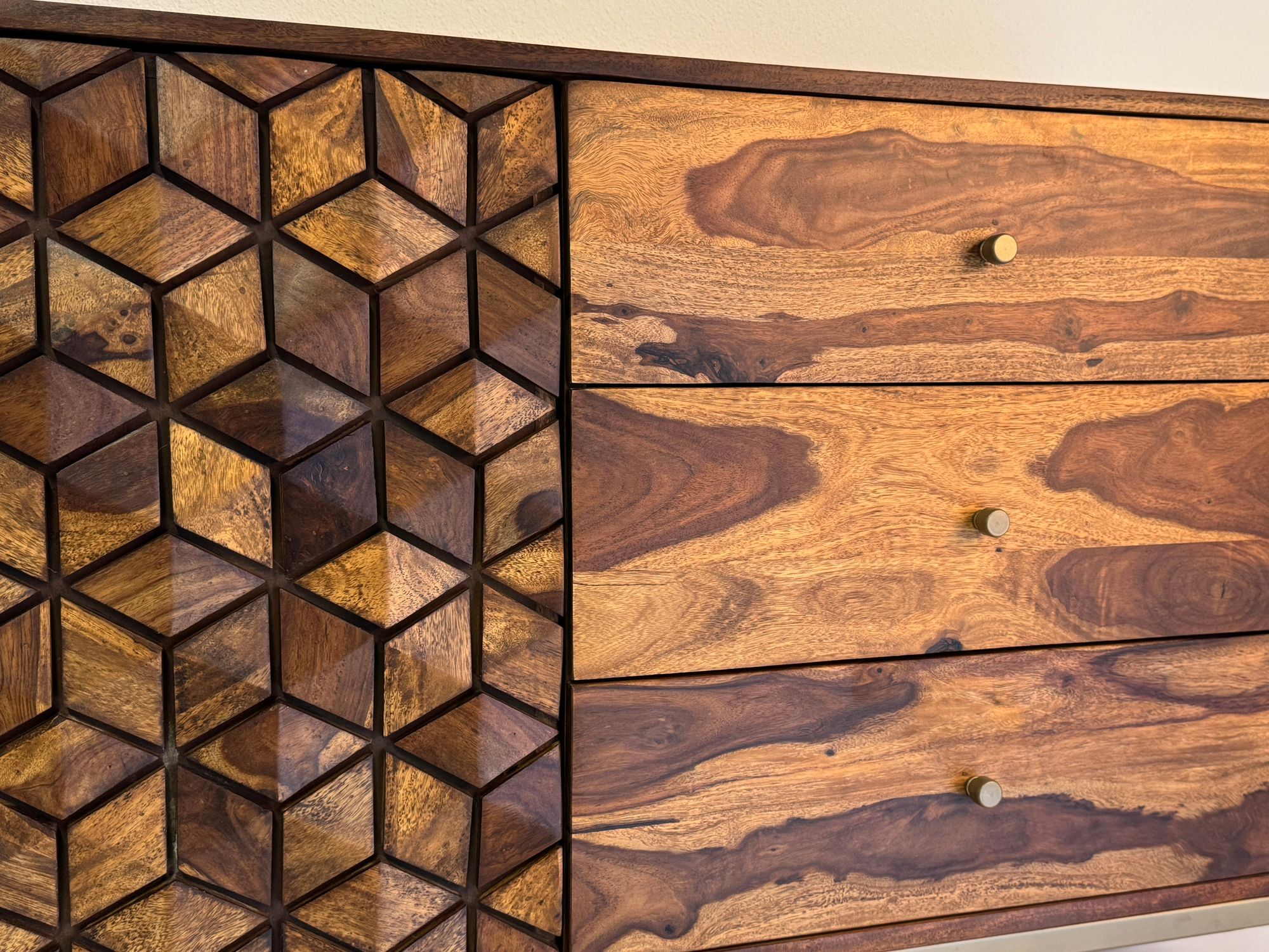 Sideboard FineBuy Anrichte Sheesham Massivholz 180 cm Kommode Türen Schubladen – Ansicht 5