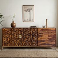 Sideboard FineBuy Anrichte Sheesham Massivholz 180 cm Kommode Türen Schubladen – Ansicht 1