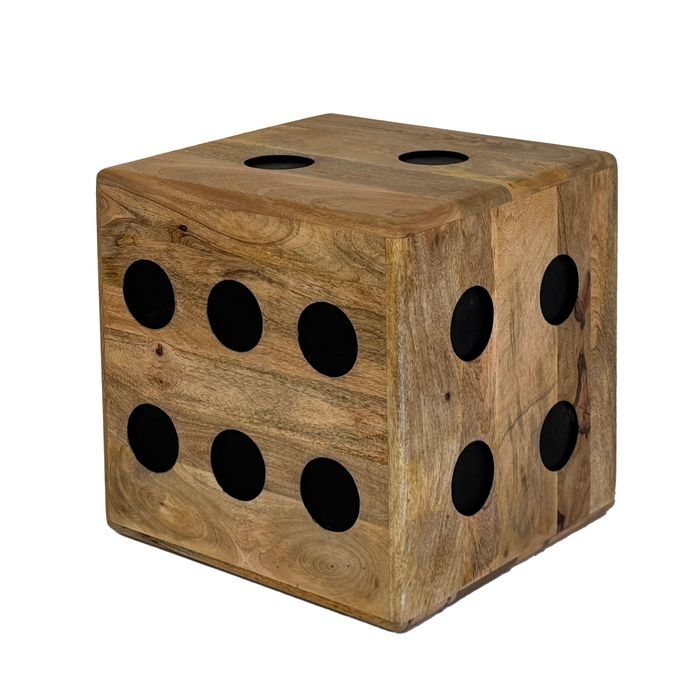 FineBuy Würfelhocker Mango Massivholz 41x41x41 cm, Design Sitzwürfel & Beistelltisch in Würfelform, Holzwürfel Deko & Couchtisch, Robuster Holzhocker im XXL Würfel-Design