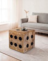 Würfelhocker FineBuy Sitzwürfel Mango Massivholz 41 cm Holzwürfel Beistelltisch – Ansicht 2