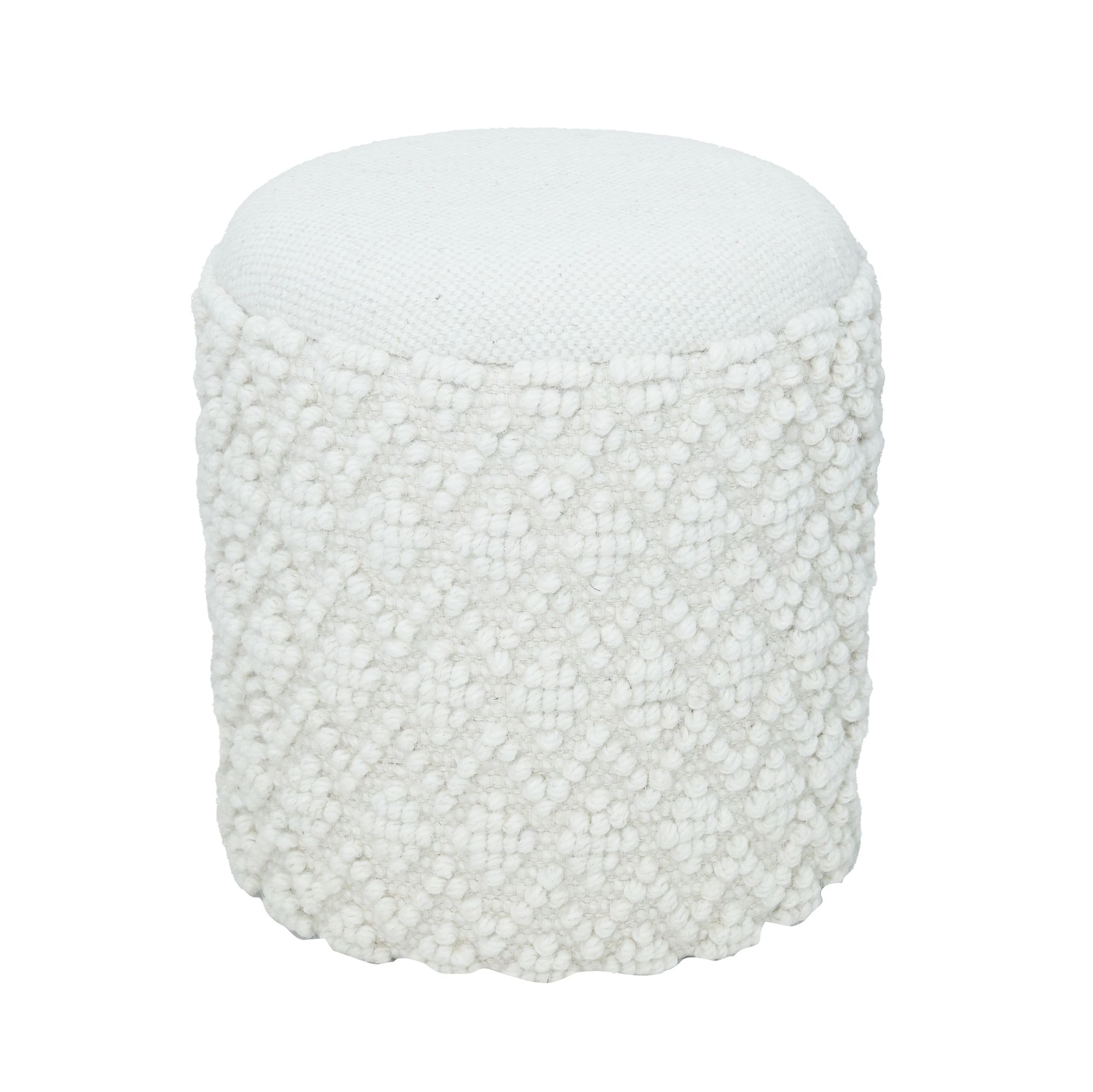 Sitzhocker FineBuy Runder Hocker mit Stauraum Wolle Ø 40 cm Weiß Beistellhocker – Ansicht 6