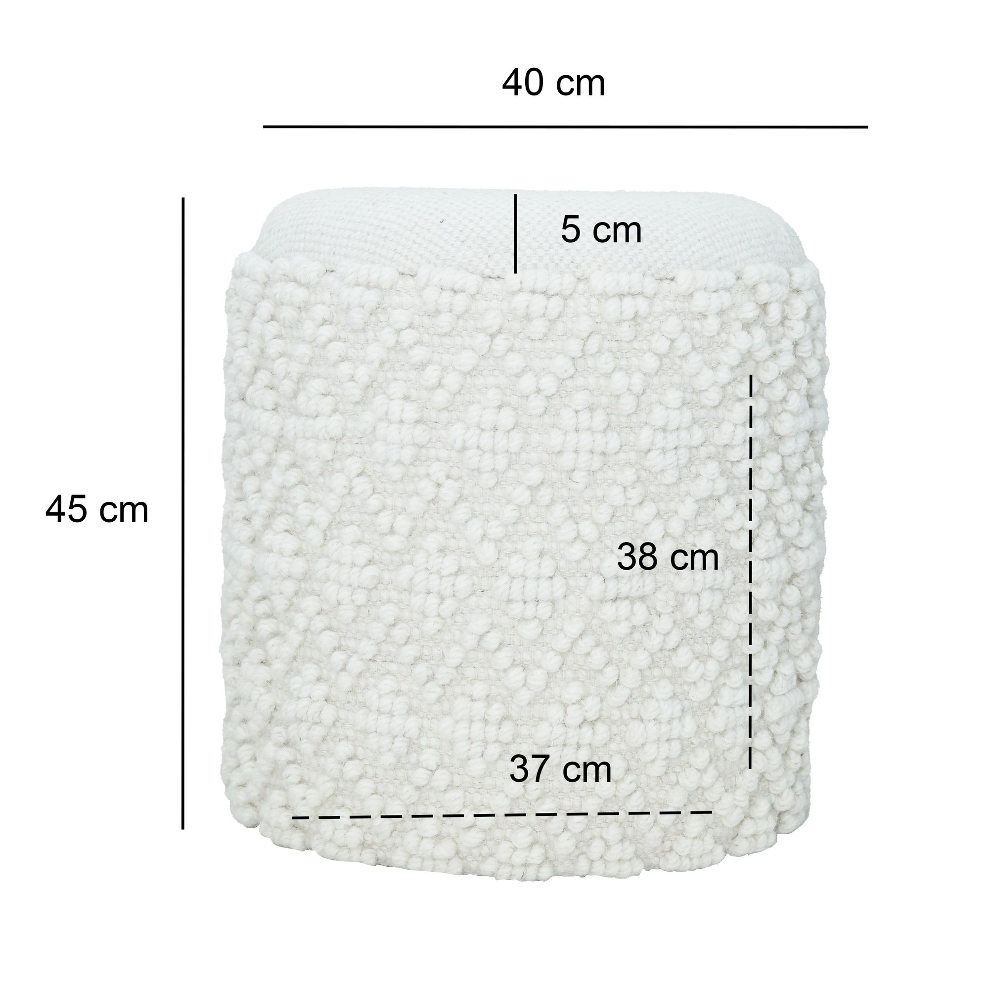Sitzhocker FineBuy Runder Hocker mit Stauraum Wolle Ø 40 cm Weiß Beistellhocker – Ansicht 3