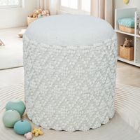 Sitzhocker FineBuy Runder Hocker mit Stauraum Wolle Ø 40 cm Weiß Beistellhocker – Ansicht 4