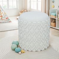 Sitzhocker FineBuy Runder Hocker mit Stauraum Wolle Ø 40 cm Weiß Beistellhocker – Ansicht 2
