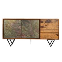 Sideboard FineBuy Kommode Sheesham Massivholz 150 cm Türen Steinoptik Schubladen – Ansicht 6