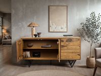 Sideboard FineBuy Kommode Sheesham Massivholz 150 cm Türen Steinoptik Schubladen – Ansicht 2