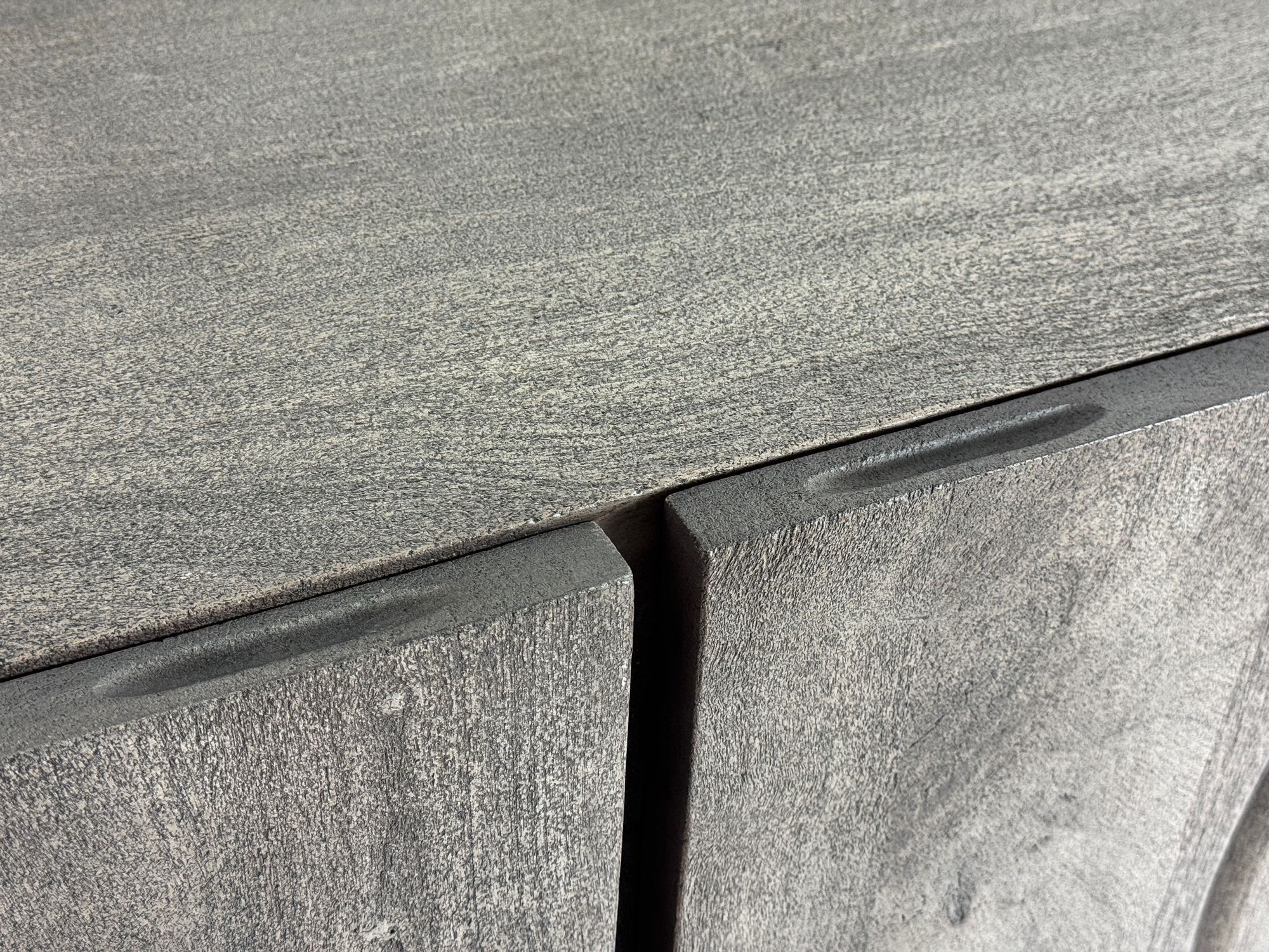 TV Schrank FineBuy Lowboard 160 cm Smoked Grey Holz Massiv Fernsehkommode Grau – Ansicht 5