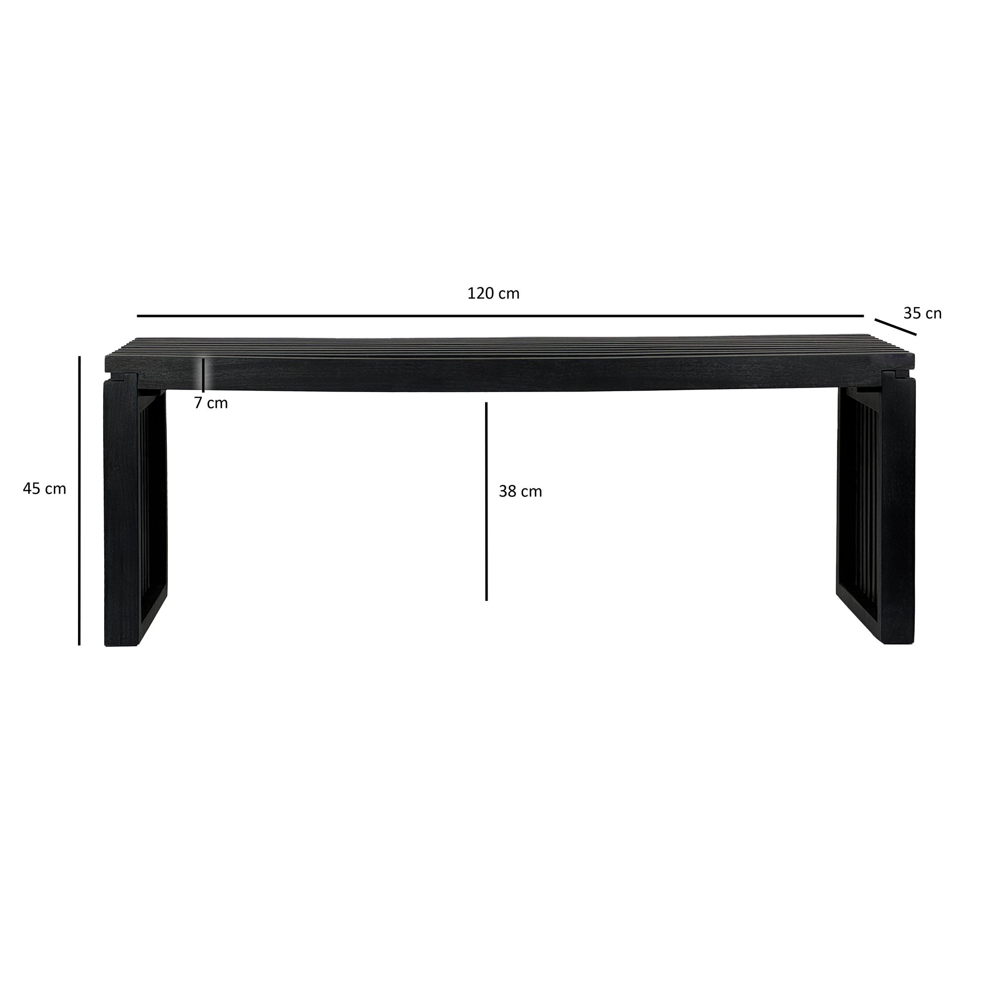 Sitzbank FineBuy Garderobenbank Akazie Massivholz 120 cm Schwarz Flurbank Klein – Ansicht 3
