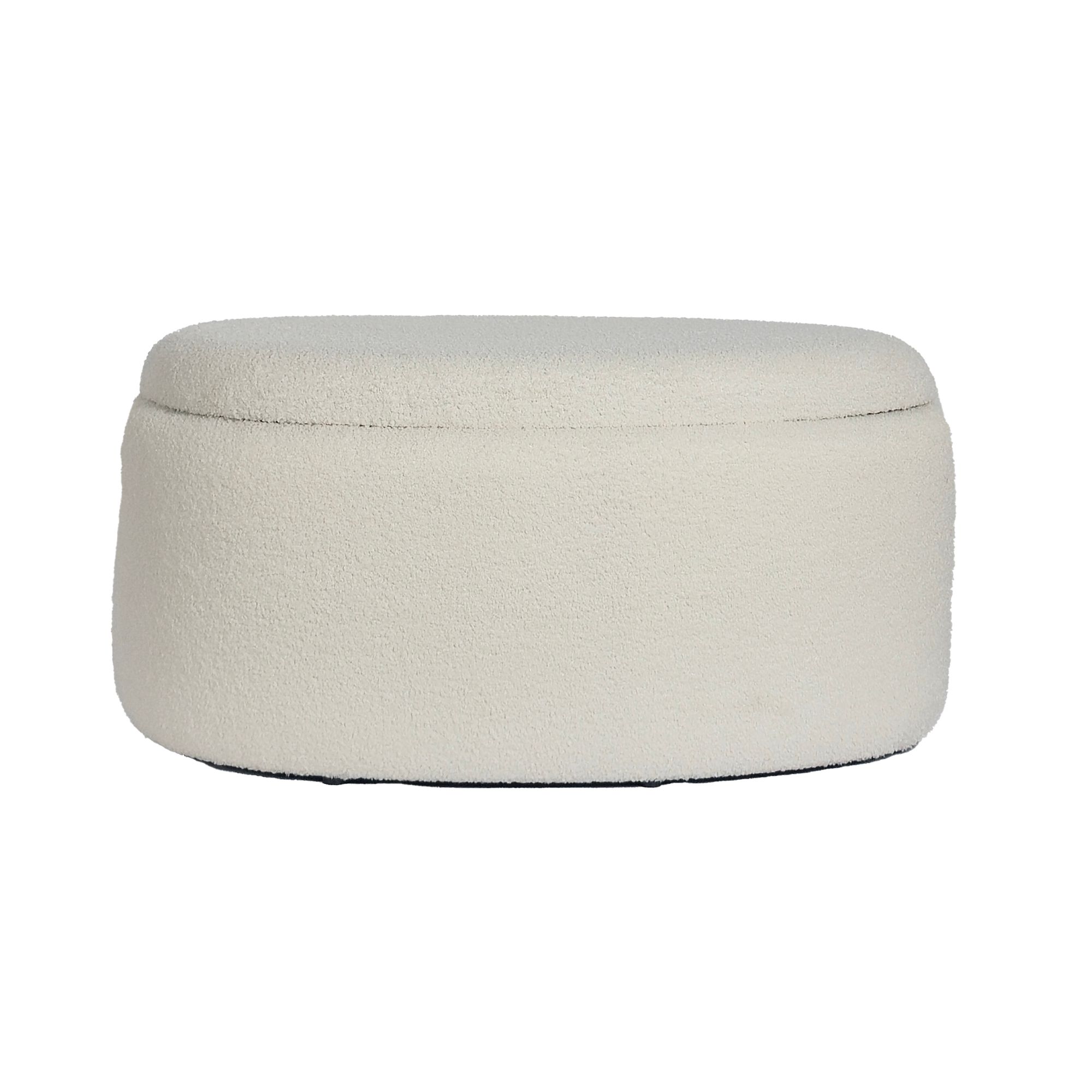 Sitzhocker FineBuy Polsterhocker Stoff mit Stauraum oval 81 cm Creme modern – Ansicht 6