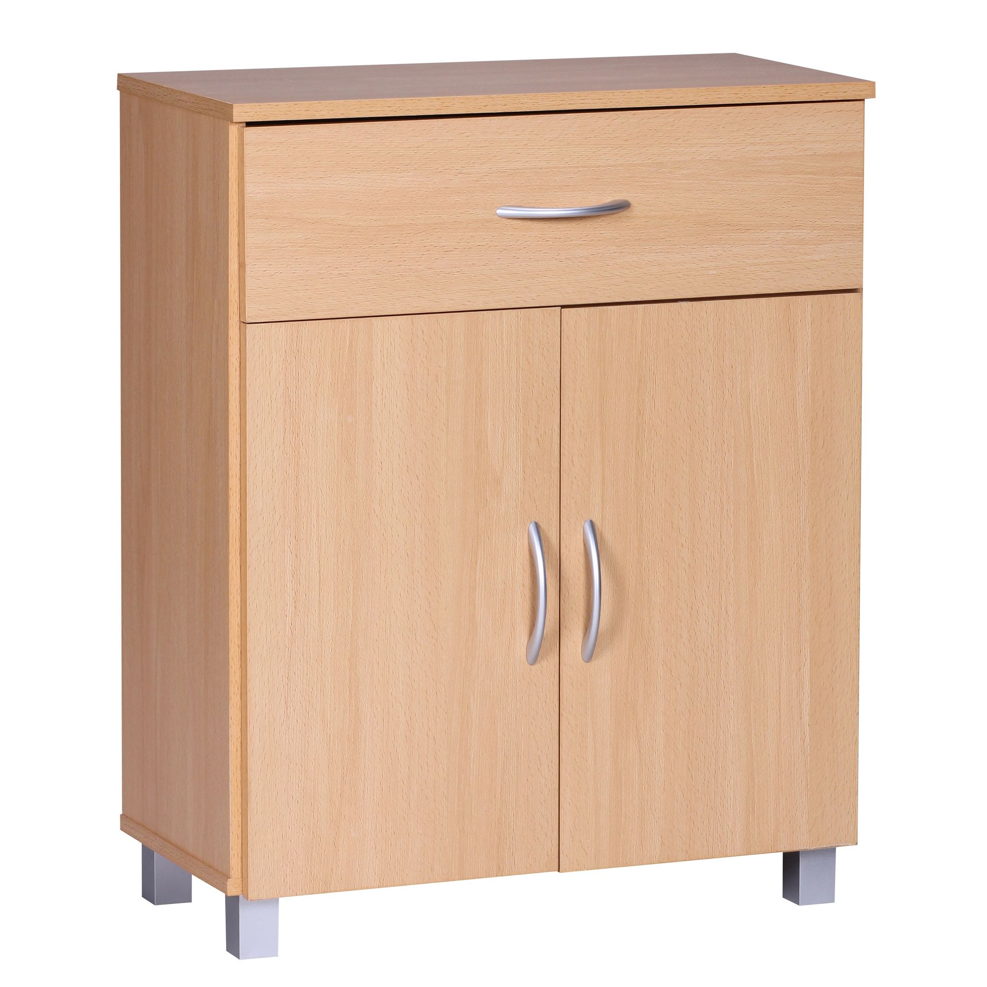 Schuhschrank FineBuy Schuhkommode Buche Optik 60 cm mit Schublade und 2 Türen – Ansicht 6