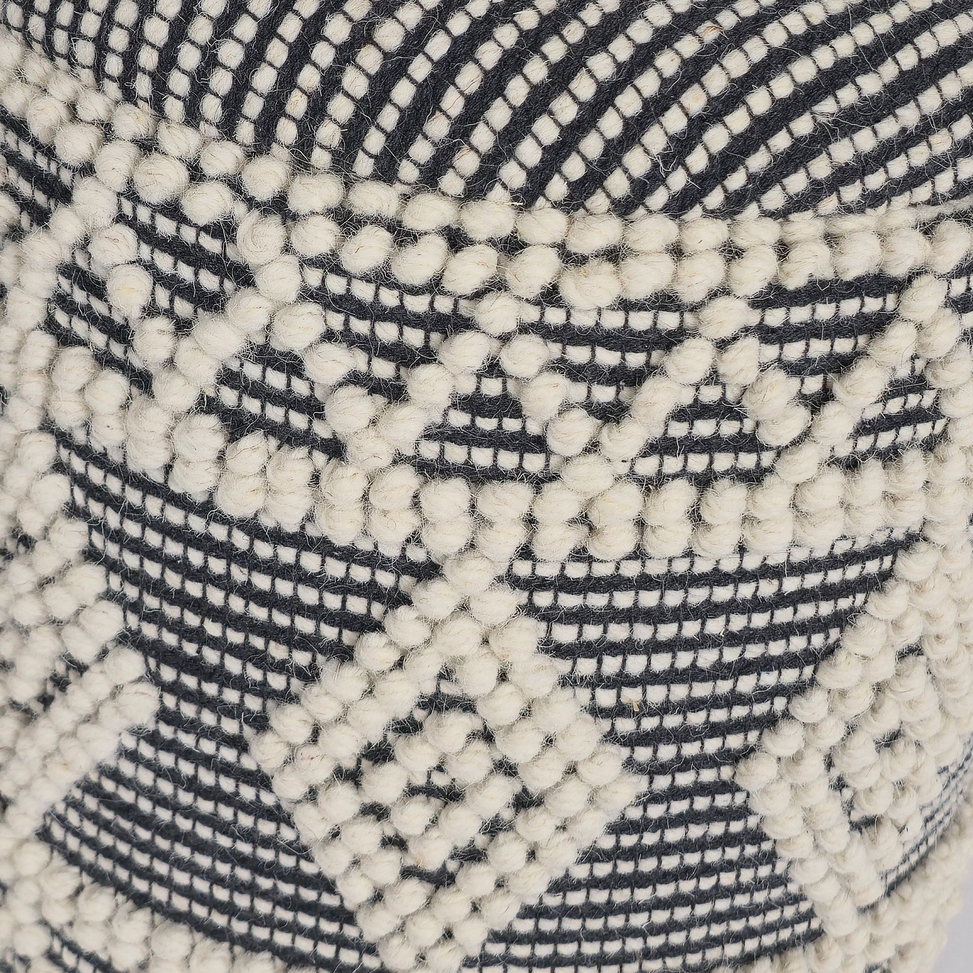 Sitzhocker FineBuy Polsterhocker Wolle Rund Grau 40 cm Boho Hocker mit Stauraum – Ansicht 5