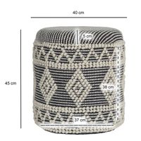 Sitzhocker FineBuy Polsterhocker Wolle Rund Grau 40 cm Boho Hocker mit Stauraum – Ansicht 3