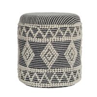 Sitzhocker FineBuy Polsterhocker Wolle Rund Grau 40 cm Boho Hocker mit Stauraum – Ansicht 6