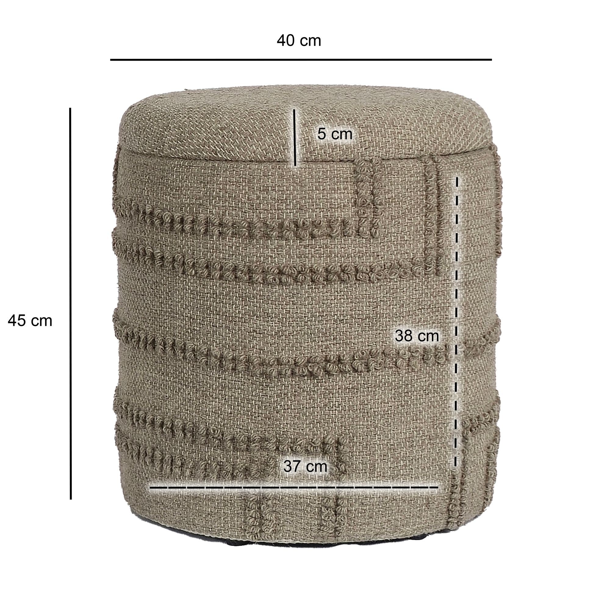 Sitzhocker FineBuy Hocker Wolle rund 40 cm mit Stauraum abnehmbarer Deckel Boho – Ansicht 3