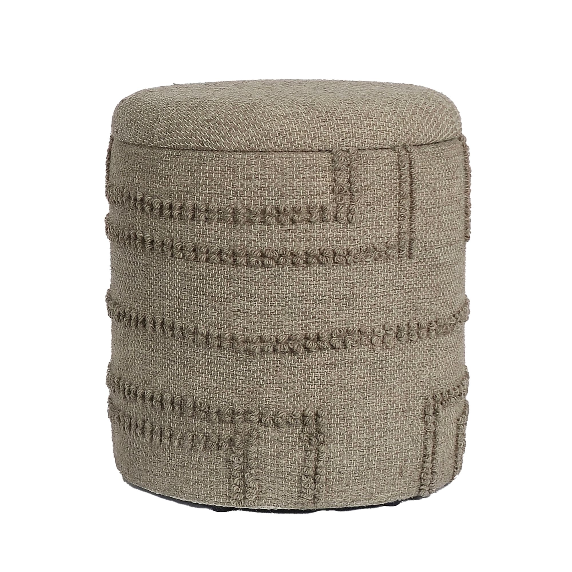 Sitzhocker FineBuy Hocker Wolle rund 40 cm mit Stauraum abnehmbarer Deckel Boho – Ansicht 6