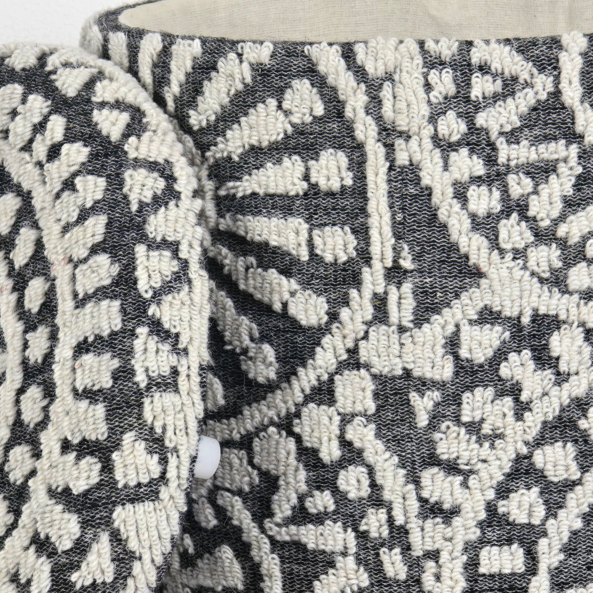 Sitzhocker FineBuy Aufbewahrungshocker Wolle rund 40 cm Stauraum Boho Design – Ansicht 5