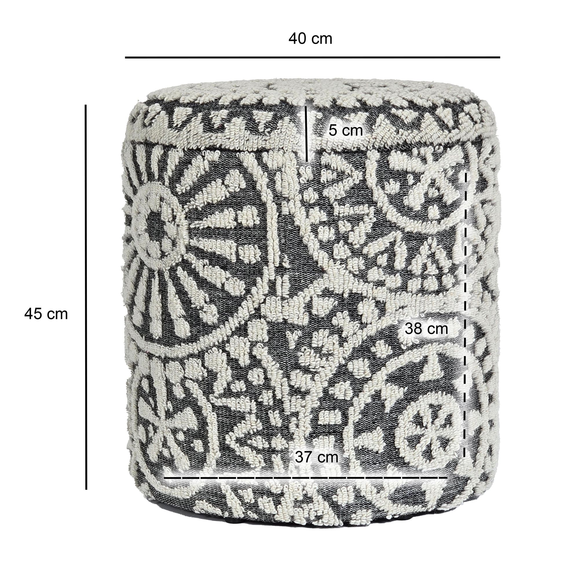 Sitzhocker FineBuy Aufbewahrungshocker Wolle rund 40 cm Stauraum Boho Design – Ansicht 3