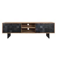 Lowboard FineBuy TV Board Akazie Massivholz 150 cm mit Steinoptik Fronten Groß – Ansicht 6