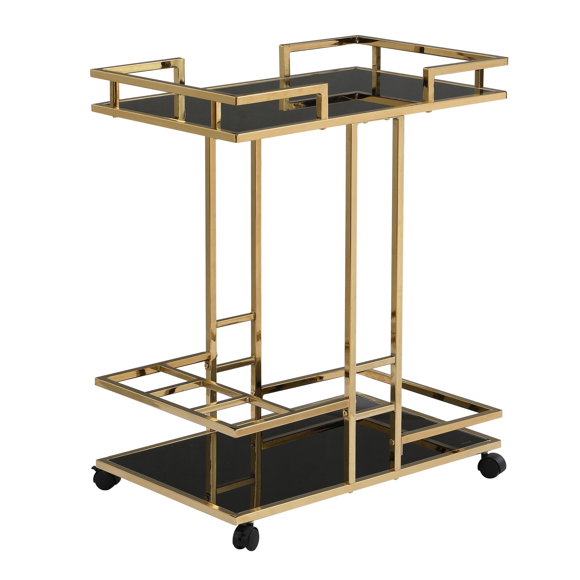 Servierwagen FineBuy Barwagen Gold Glas Metall 67,5 cm Rollwagen Flaschenhalter – Ansicht 6