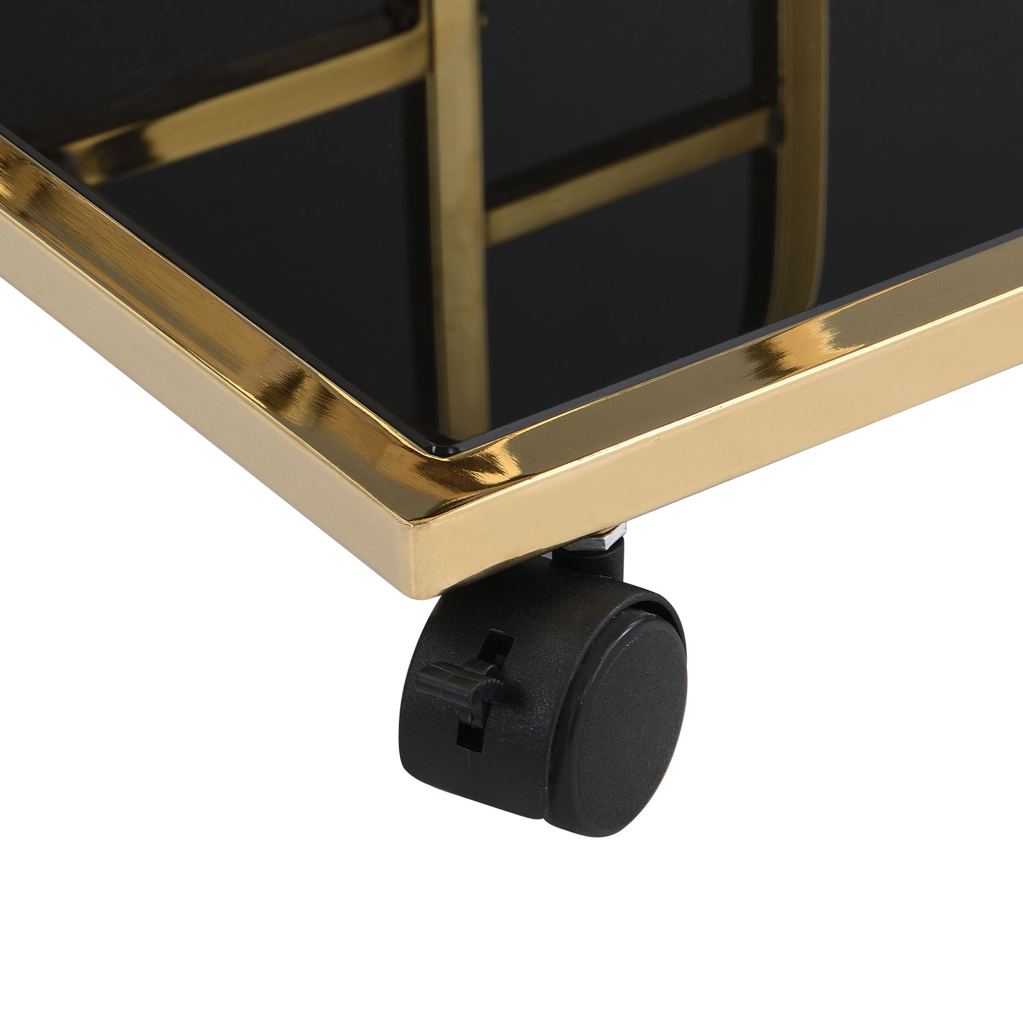 Servierwagen FineBuy Barwagen Gold Glas Metall 67,5 cm Rollwagen Flaschenhalter – Ansicht 5