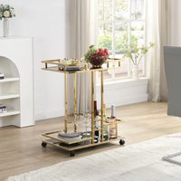 Servierwagen FineBuy Barwagen Gold Glas Metall 67,5 cm Rollwagen Flaschenhalter – Ansicht 2