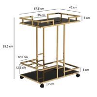Servierwagen FineBuy Barwagen Gold Glas Metall 67,5 cm Rollwagen Flaschenhalter – Ansicht 3