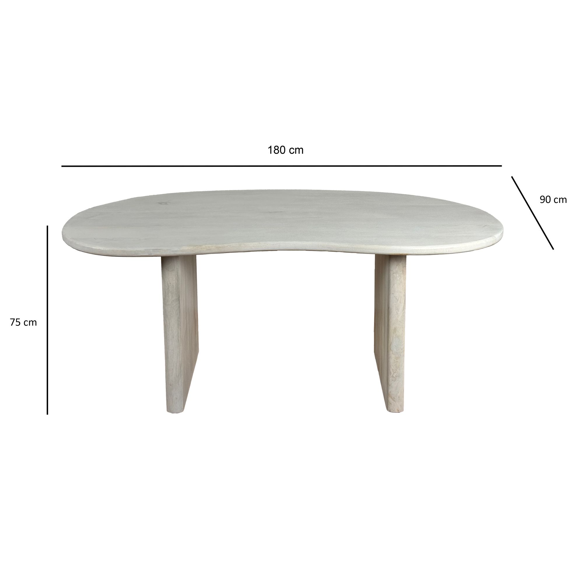 Schreibtisch FineBuy Bürotisch 180 cm Massivholz Computertisch Nierenform – Ansicht 3
