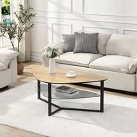 Wohnzimmertisch FineBuy Couchtisch Nierenförmig Eiche Optik Glas Ablage 110 cm – Ansicht 2