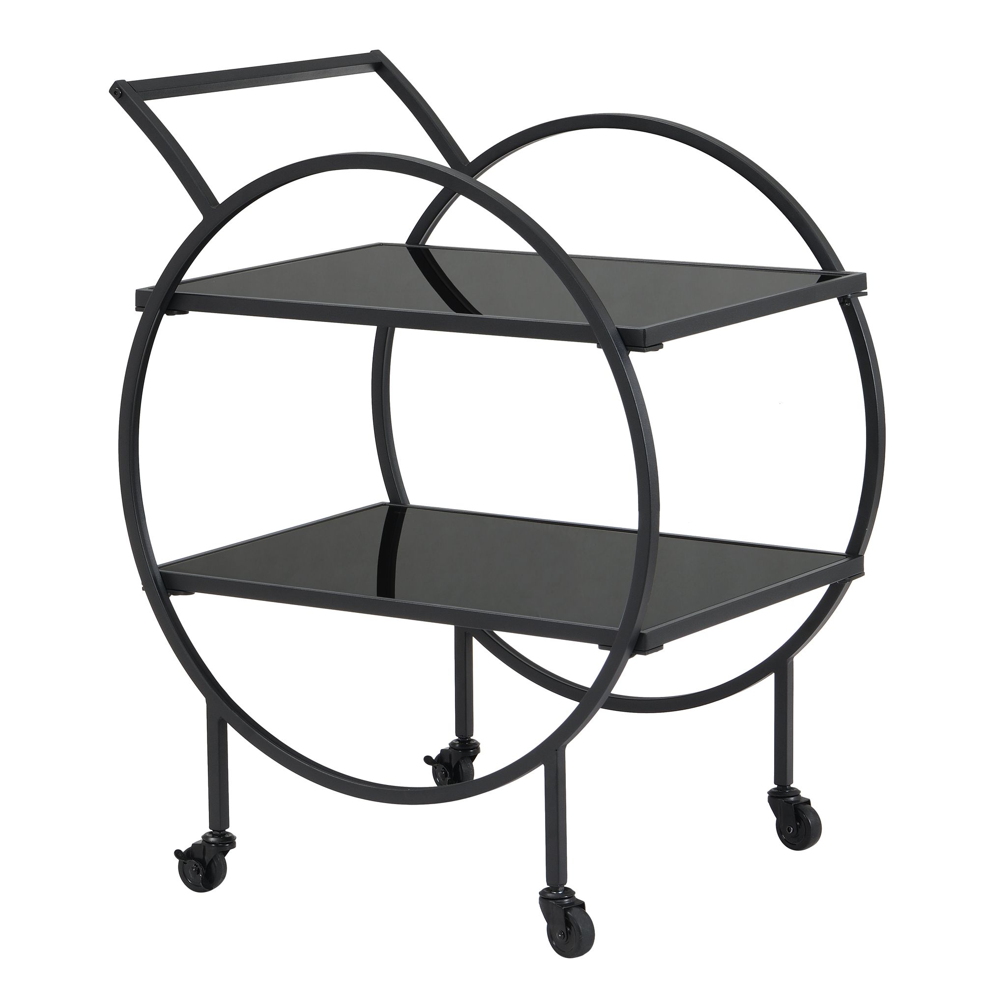 Servierwagen FineBuy Barwagen Metall Schwarz Glas Rollwagen 2 Etagen Rollen – Ansicht 6